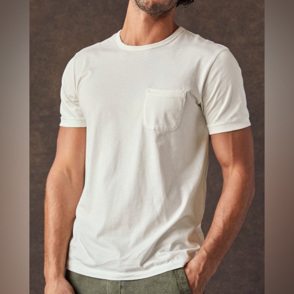 Outerknown Organic Cotton Sojourn Short Sleeve Pocket Tee in Salt